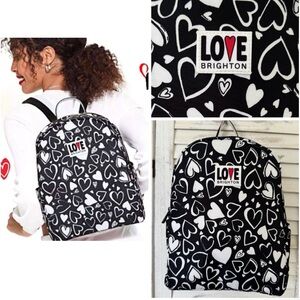 Brighton Limited Edition ENDLESS LOVE Backpack Black White Hearts Nylon